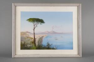 LA PIRA Gioacchino 1839-1870,Vue du golf de Naples avec le Vesuve,Sadde FR 2024-04-06