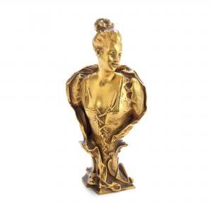LA PORTE Emile 1858-1907,A gilt bronze bust of a theatrical Belle Epoque la,Bonhams GB 2022-03-29