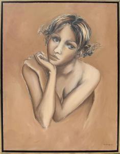 LA ROQUE Veronique 1954,Portrait mélancolique,Cannes encheres, Appay-Debussy FR 2018-07-08
