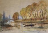 LA SOUDIER Jane 1885-1976,A River Landscape, with a Figure in a Boat,John Nicholson GB 2017-10-11