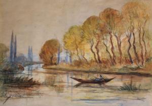 LA SOUDIER Jane 1885-1976,A River Landscape, with a Figure in a Boat,John Nicholson GB 2017-12-20