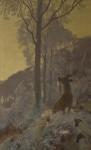 LA TOUCHE Gaston 1854-1913,large stag in a winter landscape surrounded by dog,Ritchie's 2012-10-21