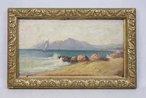 LA TOUCHE Gaston 1854-1913,Voilier sur la côte,1885,Morand FR 2024-01-30