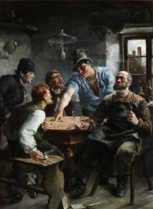 LAASNER Hans 1864,Cardplayers in a fight,Bruun Rasmussen DK 2017-12-11