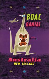LABAN MAURICE 1912-1970,BOAC QANTAS / AUSTRALIA NEW ZEALAND,1957,Swann Galleries US 2017-10-26