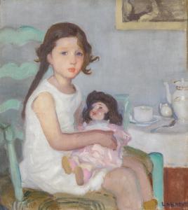 LABATUT Suzanne Marie C 1889-1970,Mädchen mit Puppe am Kaffeetisch,Van Ham DE 2019-05-16
