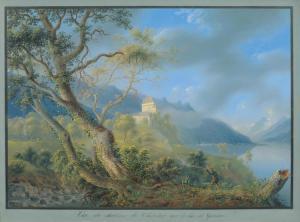 LABHART Emanuel 1810-1874,Vue du chateau de Chatelar sur le lac de Genève,Galerie Koller 2016-09-23