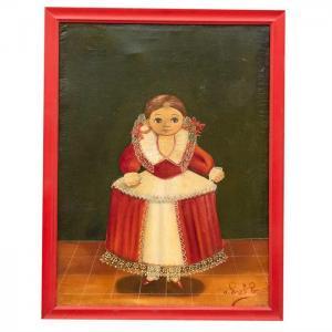 LABIOS Agapito 1898-1996,Sin título (niña con vestido rojo y crema),Morton Subastas MX 2023-02-11