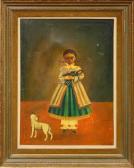 LABIOS Agapito,Young Girl in Green Dress with a Doll and a White ,Clars Auction Gallery 2010-02-07
