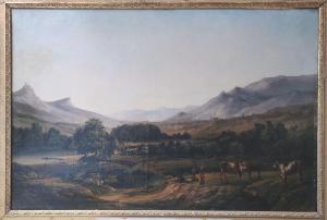 LABOR Charles Labord 1813-1900,Paysage montagneux animé de paysans et d'un,1840,Lombrail - Teucquam 2022-02-25