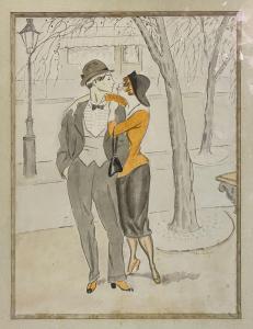 LABORDE CHAS 1886-1941,ce qui semble être un couple dans un parc parisien,Neret-Minet FR 2023-01-24