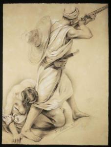 LABORDE Emile,Femme pleurant le départ de son homme à la chasse,1875,Eric Caudron 2020-10-16