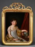 LABY Auguste Fr. 1784-1860,Portrait de fillette aux fleurs,1811,Conan-Auclair FR 2019-12-15