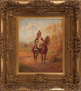 LACAULT Aquiles Léon 1866,Officer on Horseback in Field,Neal Auction Company US 2019-09-15
