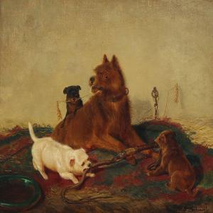 LACHENWITZ F. Sigmund 1820-1868,Dog playing with puppies,Bruun Rasmussen DK 2016-08-29