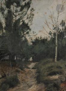 LACHEURIE Eugène 1831-1907,Route dans un sous-bois,Ader FR 2021-01-27