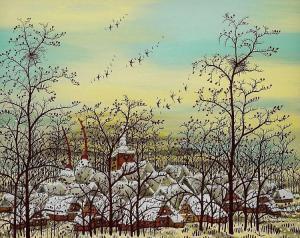 LACKOVIC Ivan 1932-2004,Winterliche Dorflandschaft mit Bäumen,Lempertz DE 2015-11-27