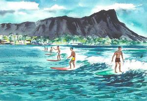 LACOM Wayne 1922,Waikiki surfers,Bonhams GB 2011-04-05