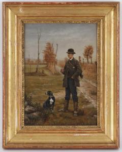 LACOMBE Henri Germain 1812-1893,Chasseur et son chien,Piguet CH 2013-12-11