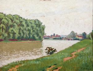 LACOSTE Charles 1870-1959,Vue dun canal, les berges,Mercier & Cie FR 2013-07-08