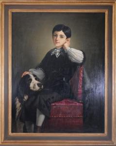 LACOSTE Pierre Eugène 1818-1908,Portrait de jeune garçon au chien,1862,Morand FR 2024-04-09