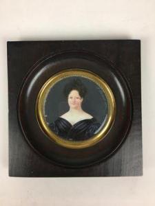 LACOUR F,Portrait de dame de face en robe noire,1834,Osenat FR 2021-07-19