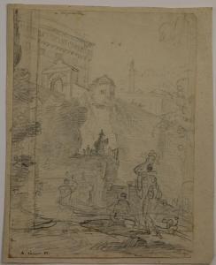 LACOUR Pierre 1745-1814,Personnages en contrebas du château Ruspoli à Vign,Art Valorem FR 2024-03-21