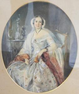LACRETELLE Jean Edouard 1817-1900,Portrait of  Mrs John Alexander,1852,The Cotswold Auction Company 2018-12-18