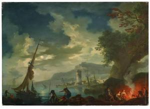 LACROIX DE MARSEILLE Charles Francois,A moonlit seaport with figures,Palais Dorotheum 2023-12-15