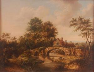 LADBROKE Frederick 1810-1865,Figures on a stone bridge,Lacy Scott & Knight GB 2014-06-14