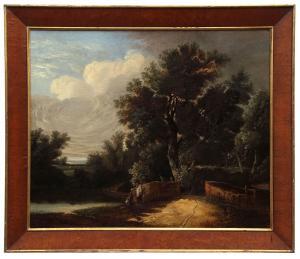 LADBROOKE Henry 1800-1870,Country landscape with figures near a river and bridge,Keys GB 2019-10-25
