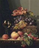 LADELL Edward 1821-1886,A glass of white wine, peaches, grapes, raspberrie,Christie's GB 2016-12-01