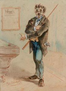 LADREYT Eugène 1832-1898,Quatre caricatures de joueurs de billard :« Une au,Piasa FR 2008-04-10
