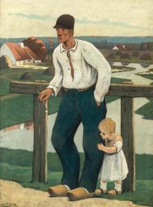 LAERMANS Eugene 1864-1940,Père et enfant,1920,De Vuyst BE 2024-03-02