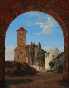 LAESSOE Thorald 1816-1878,Vue through a city gate,1842,Bruun Rasmussen DK 2023-09-11