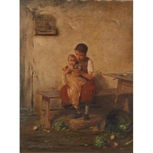 LAEVERENZ Gustav,interior scene with mother and child,Rago Arts and Auction Center 2014-09-13