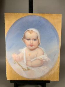 Lafon Jean Emile 1817-1886,Portrait d'enfant en tondo,1863,Binoche et Giquello FR 2019-06-11