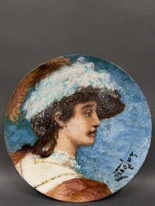 LAFOND FRANCOIS ALEXANDRE 1815-1901,Profil d'homme au chapeau de plume,Rossini FR 2023-06-22