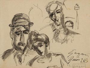 LAGAR Celso 1891-1966,Études de portraits,1915,Piasa FR 2014-03-26
