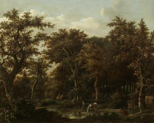 LAGOOR Johannes 1615-1671,A wooded landscape with a traveller watering his h,Bonhams GB 2016-11-02