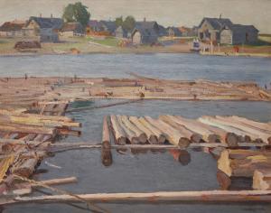 LAKOWSKIJ Arnold Borisovic 1880-1937,Logging on the river,1914,Rosebery's GB 2023-06-06