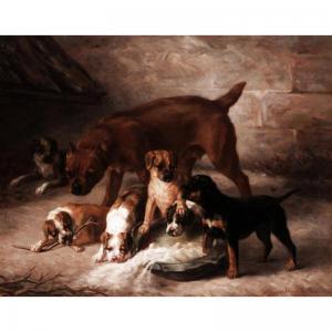 LALANDE Louise 1834-1890,FEEDING TIME FOR THE PUPPIES,1879,Sotheby's GB 2006-05-18