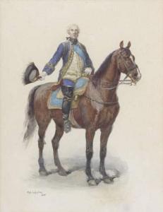 LALAUZE Alphonse 1872-1936,OFFICIER DE CAVALERIE SUR SON CHEVAL,1895,Jean-Mark Delvaux FR 2008-12-19