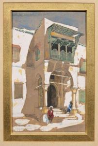 LALLEMAND Charles 1826-1904,Porche d'une maison face à Sidi Bou Sail,Neret-Minet FR 2020-12-14