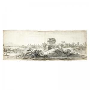 LALLEMAND Jean Baptiste,VIEW OF THE OUTSKIRTS OF A FORTIFIED ITALIAN TOWN,,Sotheby's 2007-07-04
