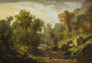 LALOUE Auguste 1800-1860,Repos du voyageur dans un paysage du Jura,1858,Osenat FR 2012-02-12