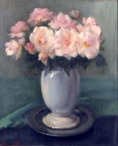 LALOUX emile 1800-1900,Vase garni de Roses.,Galerie Moderne BE 2009-10-20