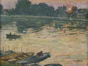 LAMBERT Camille Nicolas 1876-1963,Soleil levant en bord de fleuve,Daguerre FR 2023-05-26