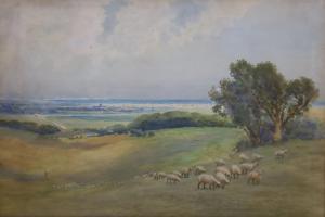 LAMBERT CLEM 1855-1925,'My boyhood haunt' (View of Shoreham from Lancing ,Gorringes GB 2021-11-29
