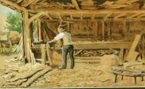 LAMBERT CLEM 1855-1925,Inside the Wheelwright's Shop,Keys GB 2012-02-03